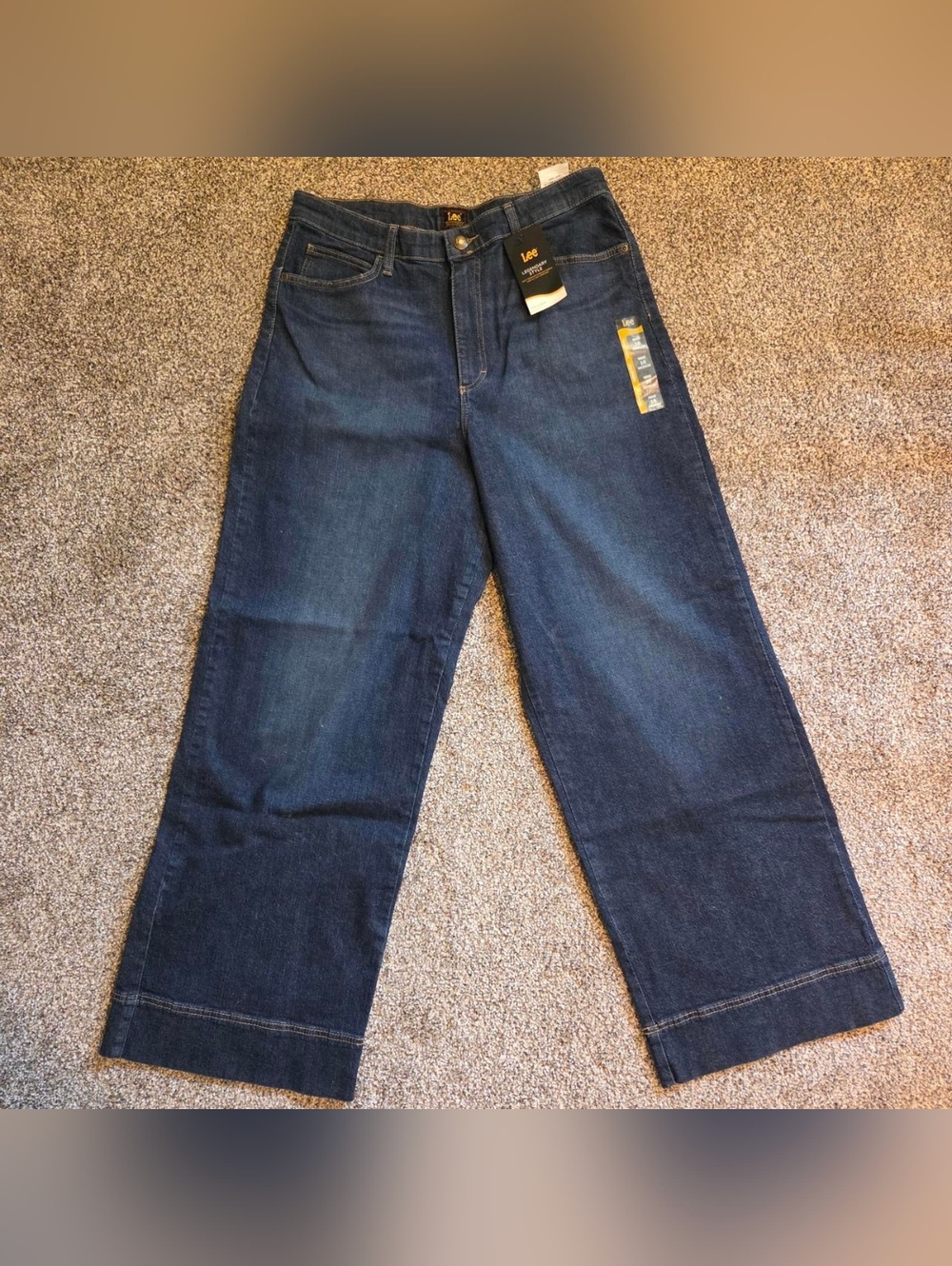 NWT Lee Women's Relaxed Fit Wide Leg Dark Blue Jeans Sz 16